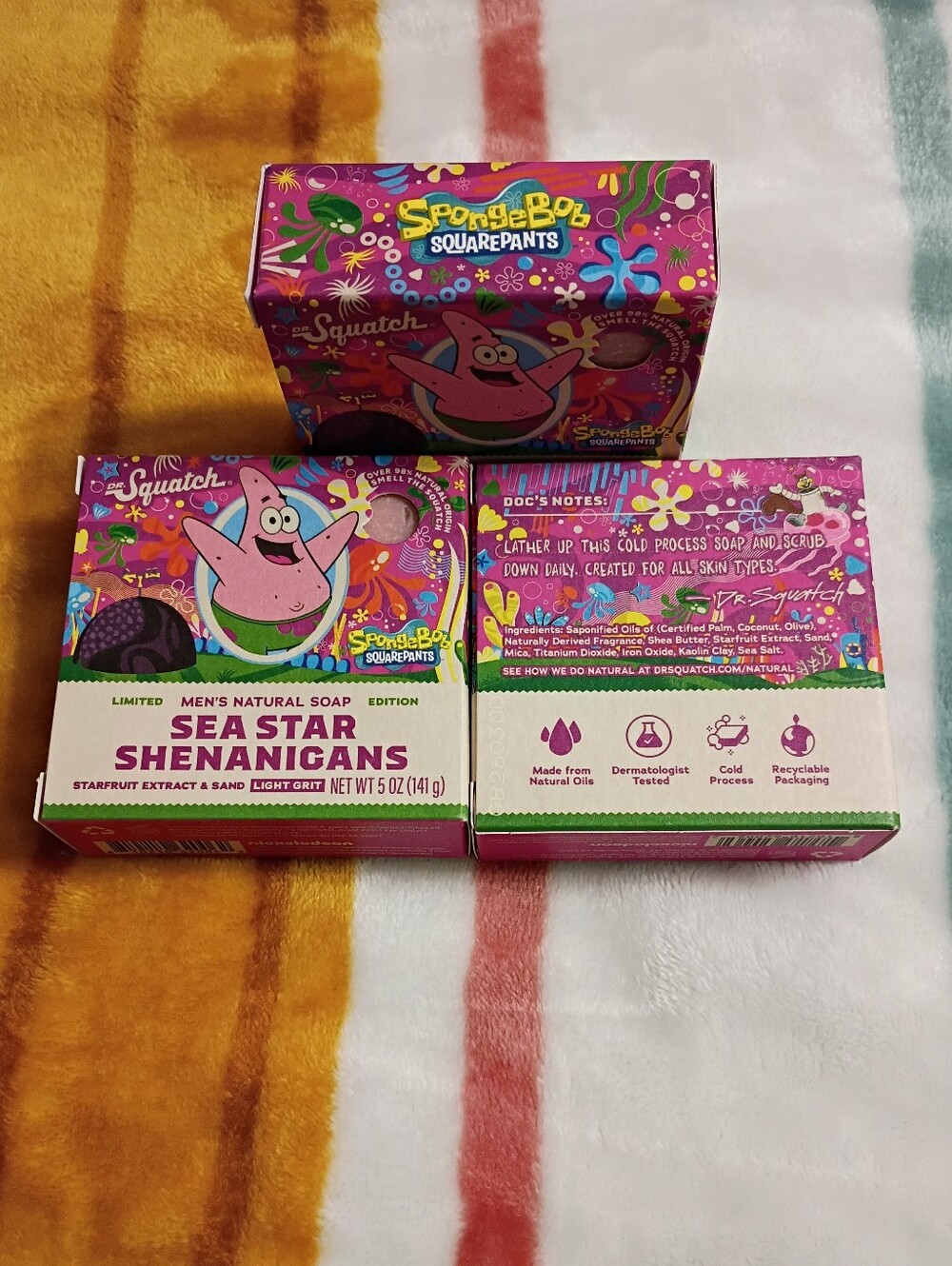 Dr. Squatch Limited Edition Sea Star Shenanigans Starfruit Soap. (3) Pack. NWT.